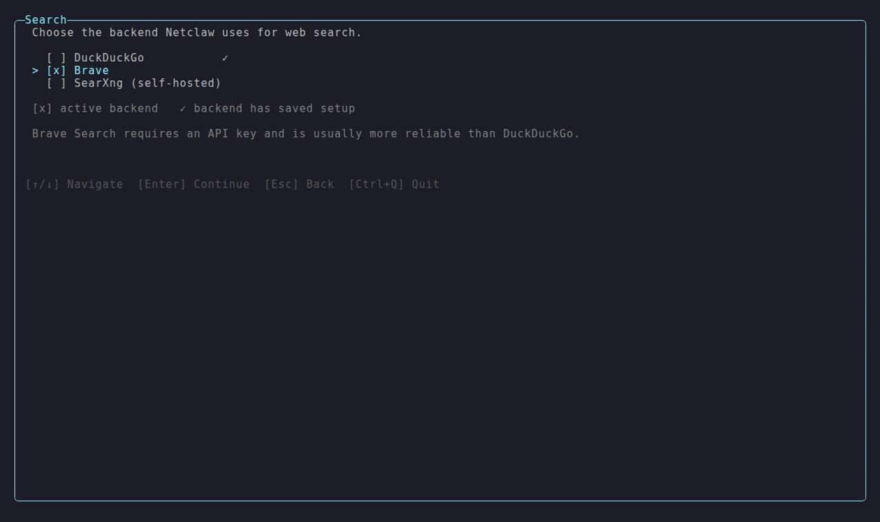 Search backend selection