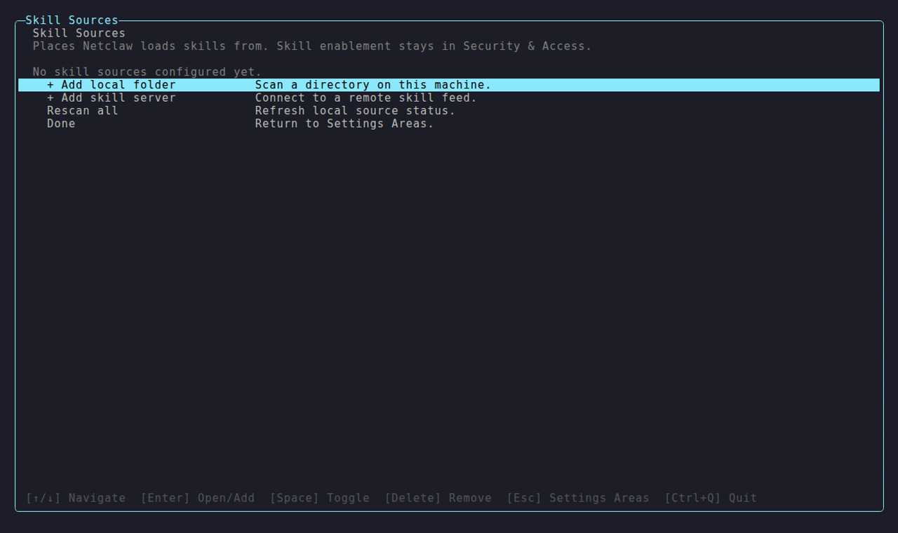 Skill Sources editor