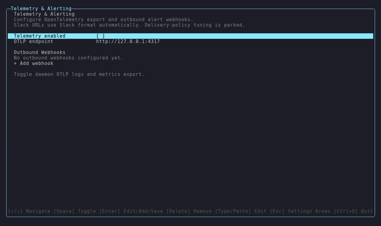 Telemetry and Alerting editor