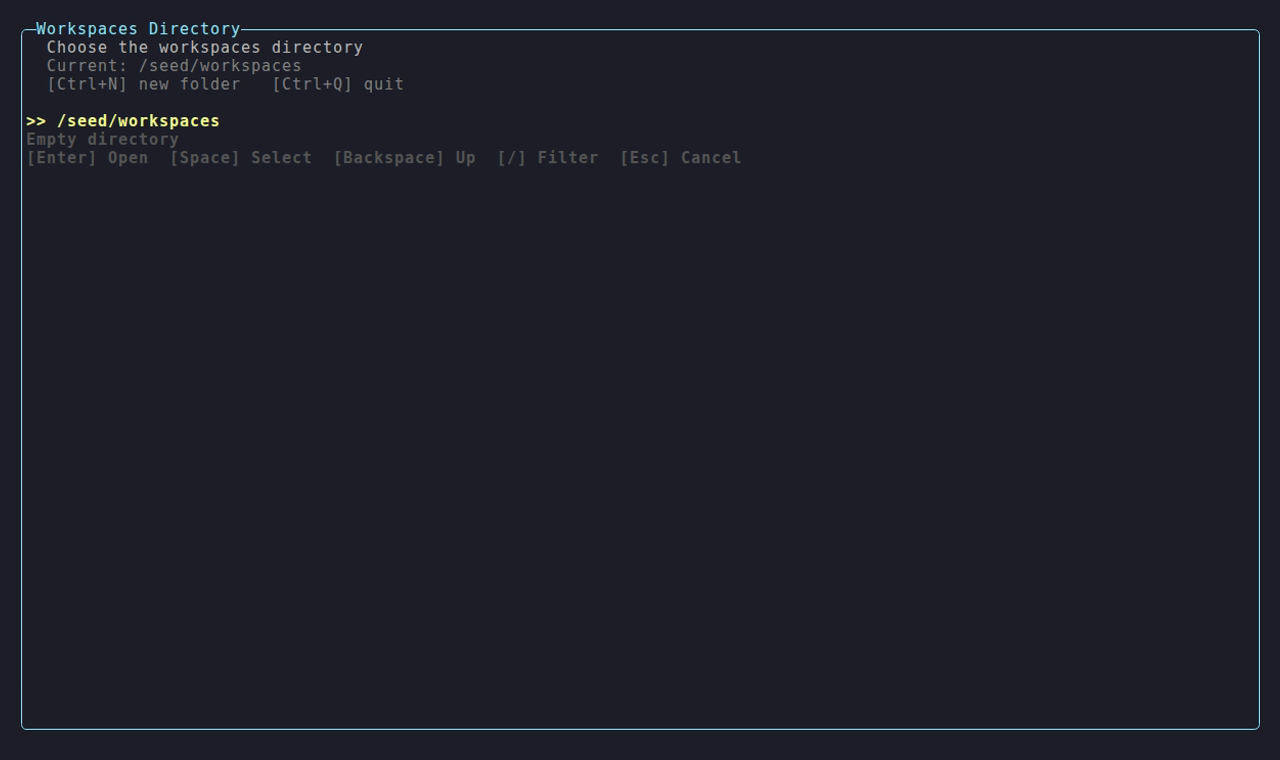 Workspaces Directory picker