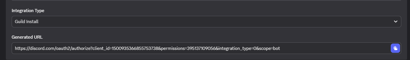 Generated OAuth2 URL