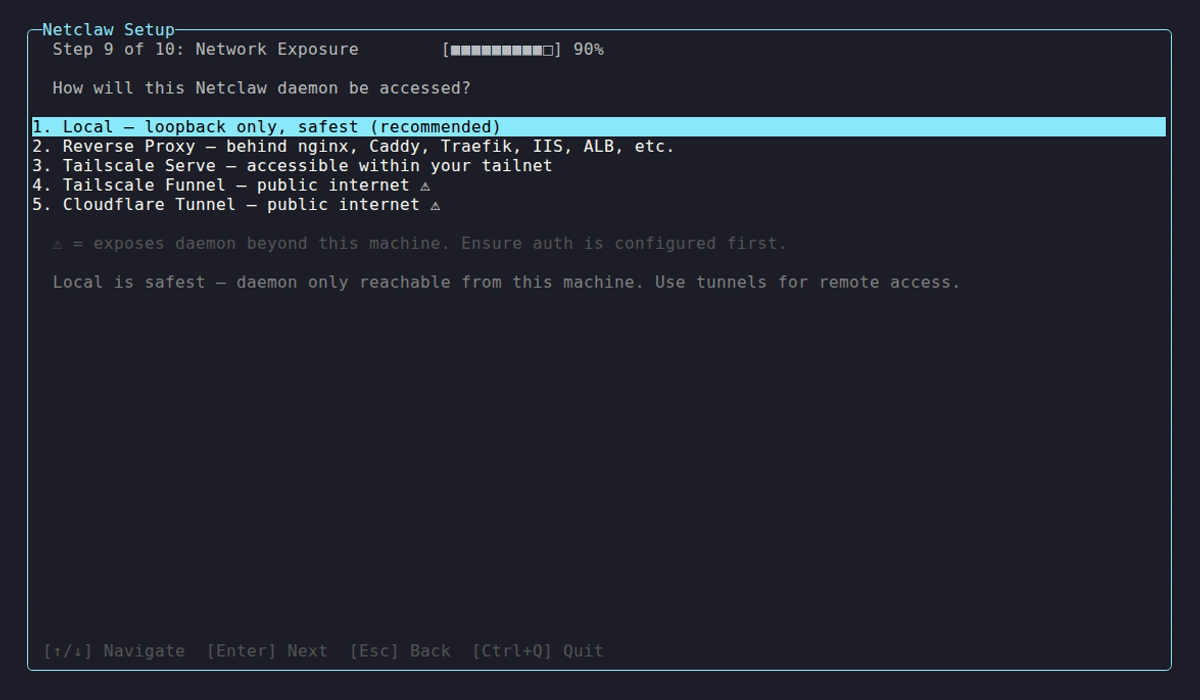 Exposure mode selection during netclaw init